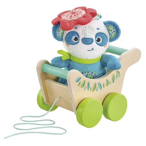 Nachziehwagen mit plüschfigur - nachziehwagen,